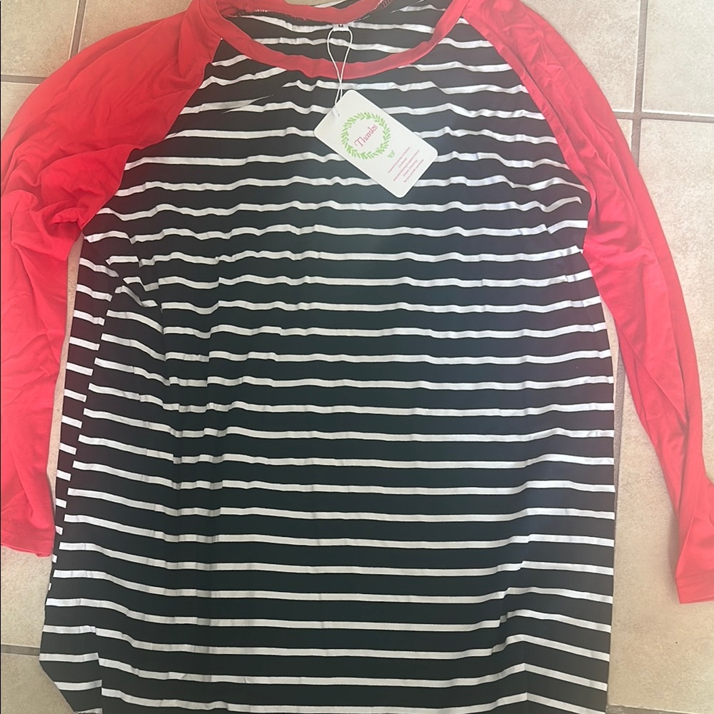 Striped Black and Red Kids Raglan Shirt